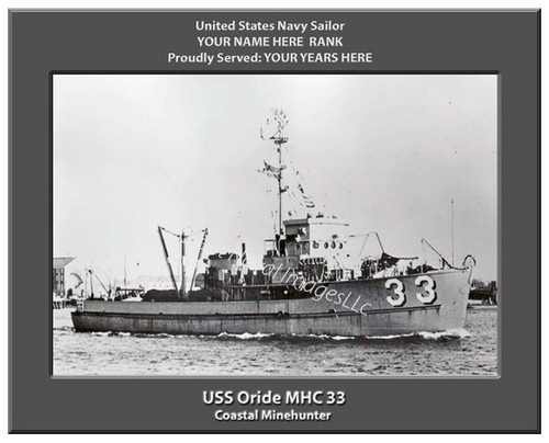 USS Oride MHC 33 Personalized Ship Canvas Print