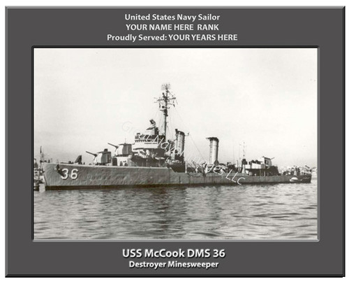 USS McCook DMS 36 Personalized Ship Canvas Print