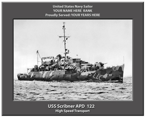 USS Scribner APD 122 Personalized Ship Canvas Print