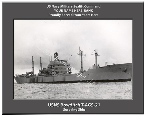 USNS Bowditch T-AGS-21 Personalized Ship Canvas Print Sealift Command