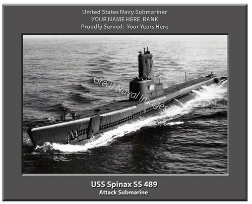 USS Spinax SS 489 Personalized Submarine Canvas Print 2