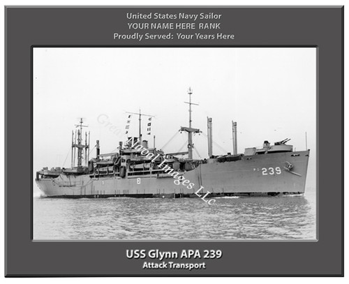 USS Glynn APA 239 Personalized Ship Canvas Print 2