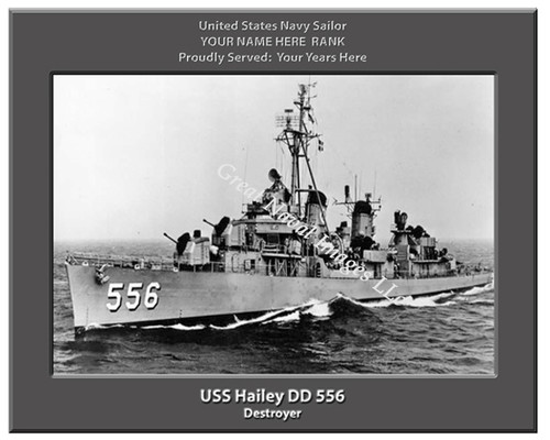 USS Hailey DD 556 Personalized Ship Canvas Print 2
