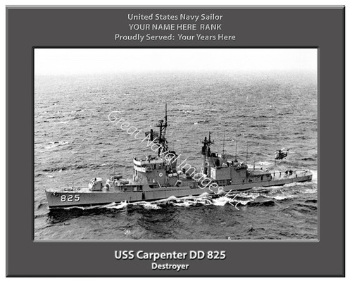USS Carpenter DD 825 Personalized Ship Canvas Print 2