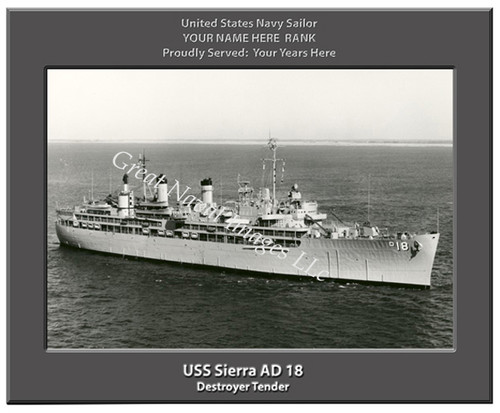 USS Sierra AD 18 Personalized Ship Canvas Print 2