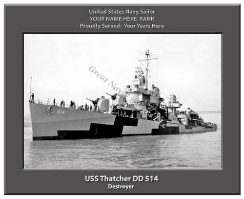 USS Thatcher DD 514 Personalized Ship Canvas Print 2