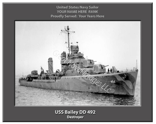 USS Baily DD 492 Personalized Ship Canvas Print 2