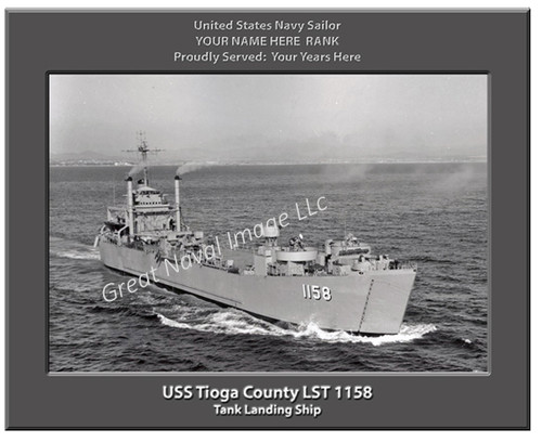 USS Tioga County LST 1158 Personalized Ship Canvas Print Photo 2