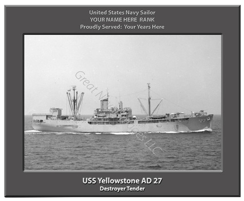 USS Yellowstone AD 27 Personalized Ship Canvas Print 3