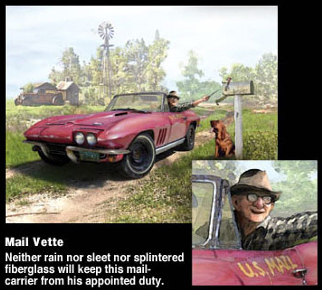 Danny Johnson Automotive Art "Mail Vette"