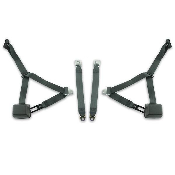 1967-1973 Buick Skylark, Driver & Passenger, Bench Seat Belt Kit with All Metal Push Button Buckle - Seatbelt Planet