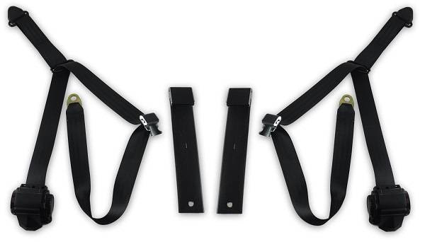 1968-1973 Datsun 510, Driver & Passenger Seat Belt Kit with Lift Latch Buckle - Seatbelt Planet