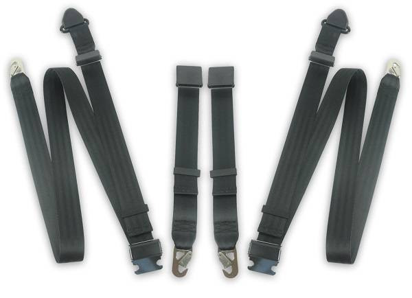 1953-1967 Triumph TR2, Driver & Passenger Seat Belt Kit - Snap Hook Anchors
