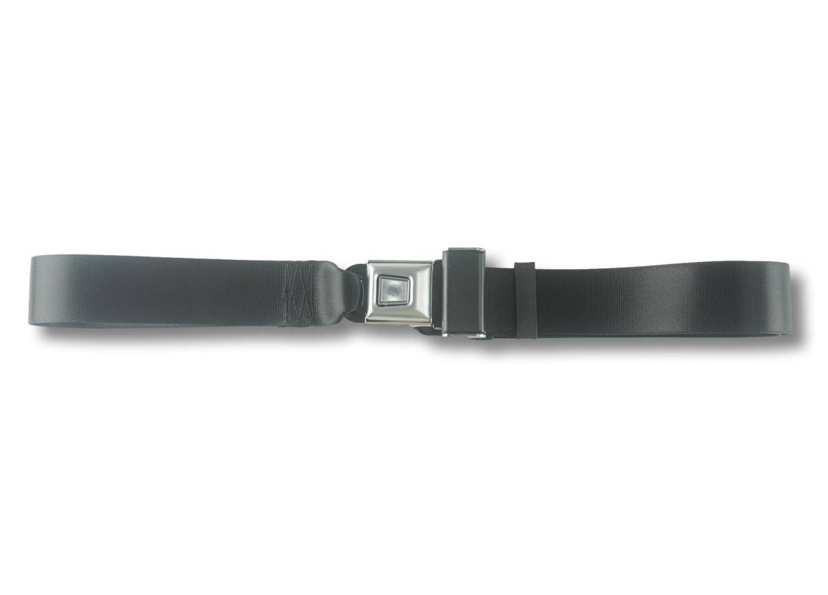 1958-1964 Chevrolet Impala, Rear, Bench Seat Belt with All Metal Push Button Buckle - Seatbelt Planet