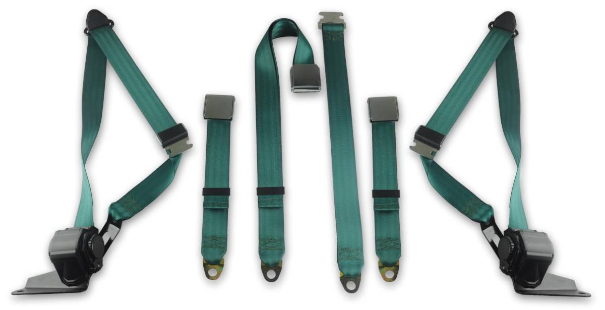 1968-1972 GMC Pickup, Driver, Passenger, & Center, Bench Seat Belt Kit - with Gas Tank - Seatbelt Planet