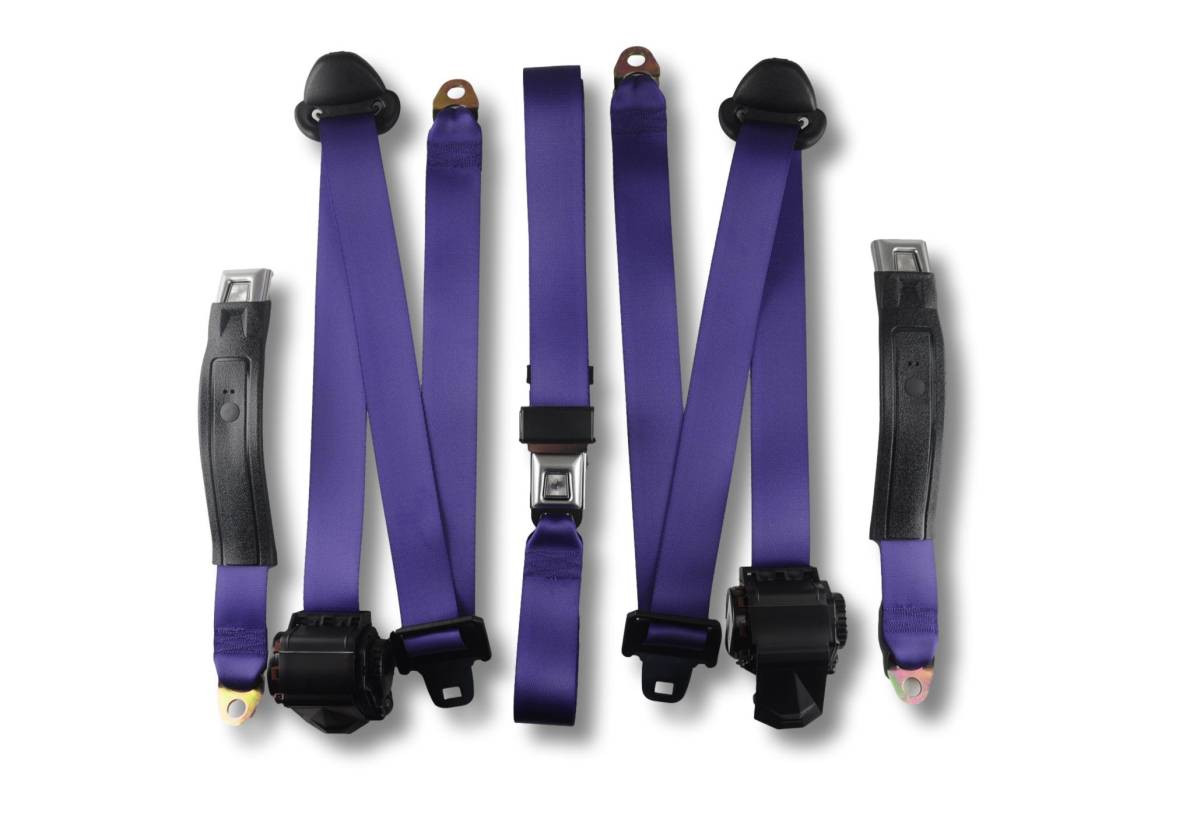1992-1996 Ford F-Series Crew Cab Rear Seat Belt Kit with All Metal Push Button Buckle - Seatbelt Planet