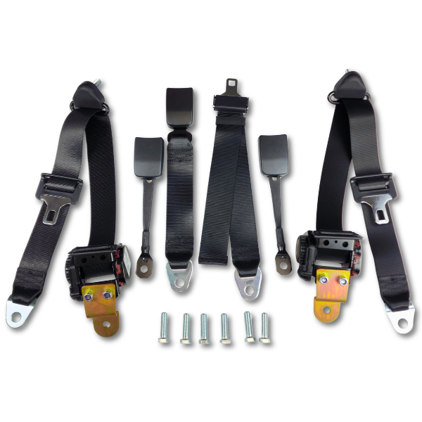 1997-2000 Dodge Dakota, Crew Cab, Driver, Passenger & Center, Bench Seat Belt Kit - Seatbelt Planet