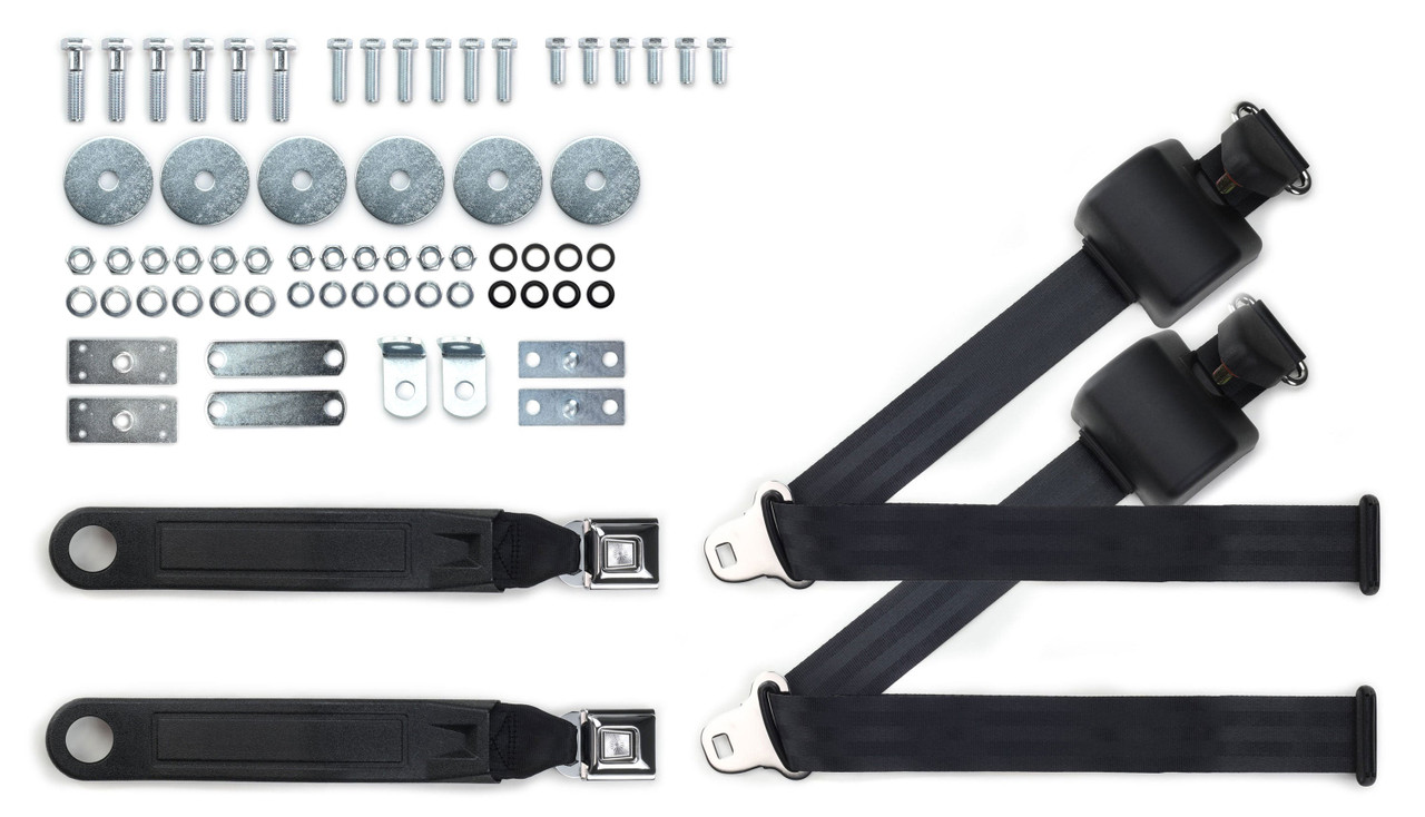 RetroBelt 1967-1975 Pontiac Firebird Shoulder Belt Kit with Push Button Buckles – For Bucket Seats - RetroBelt