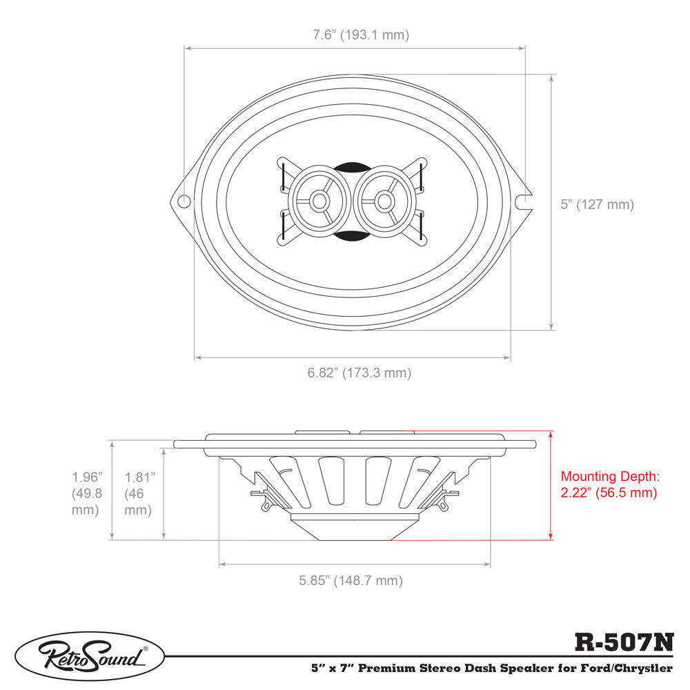 RetroSound 1967-1968 Mustang 5x7 Dual Voice Coil Dash Speaker - RetroSound view 3