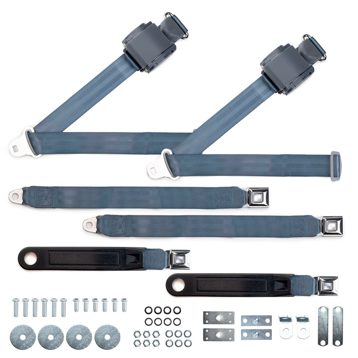 RetroBelt 1966-1975 Pontiac Grand Prix Shoulder Belt Kit with Push Button Buckles – For Bench Seats - view 2