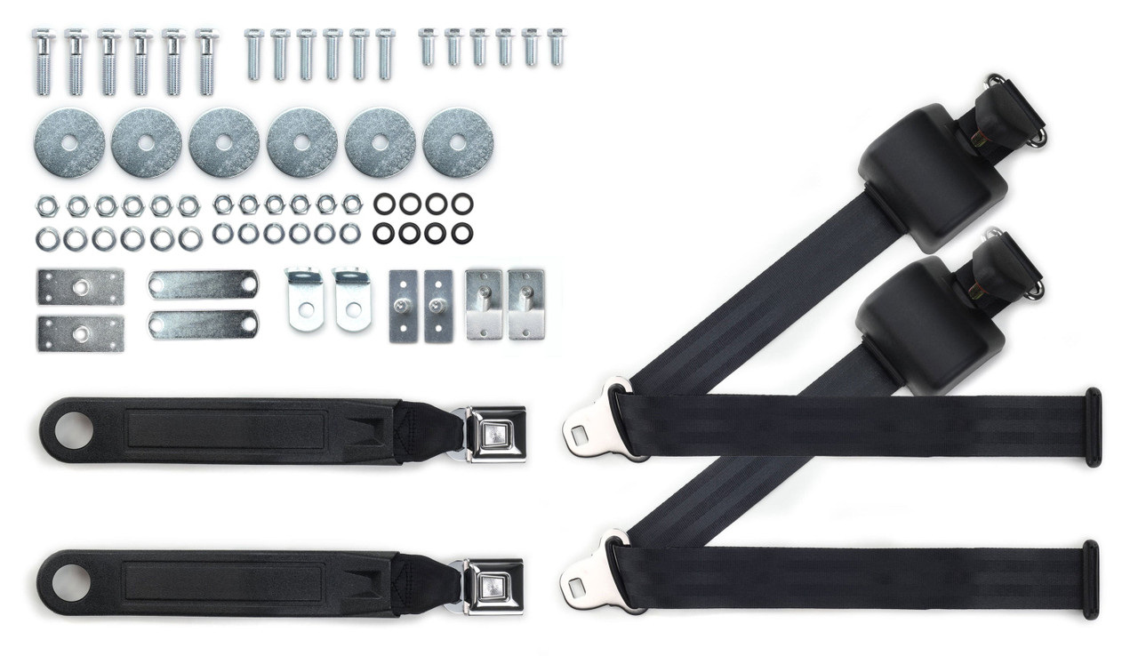 RetroBelt 1967-1973 Mercury Cougar Shoulder Belt Kit with Push Button Buckles – For Bucket Seats