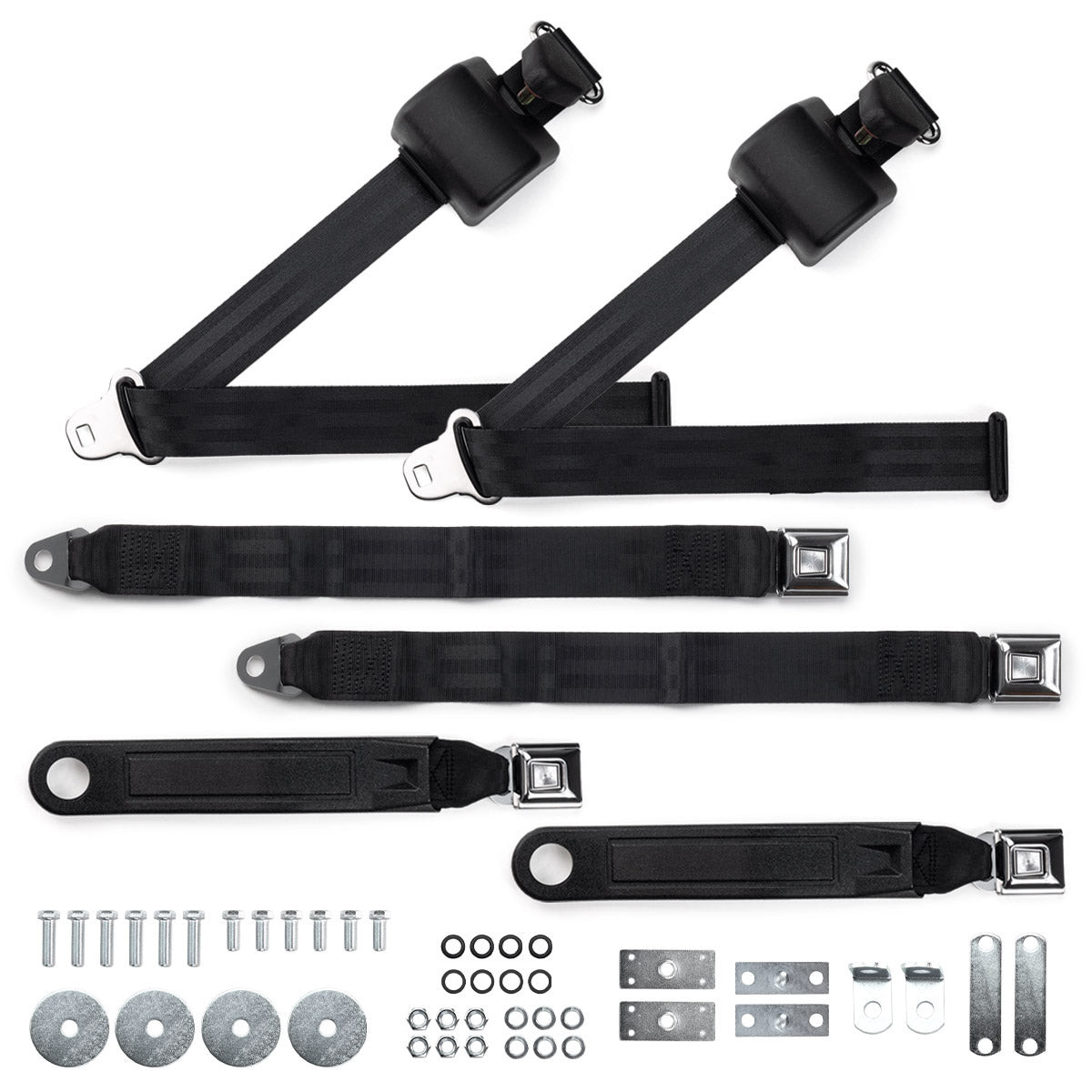 RetroBelt 1974-1975 Chevrolet Chevelle Malibu Shoulder Belt Kit with Push Button Buckles – For Bench Seats
