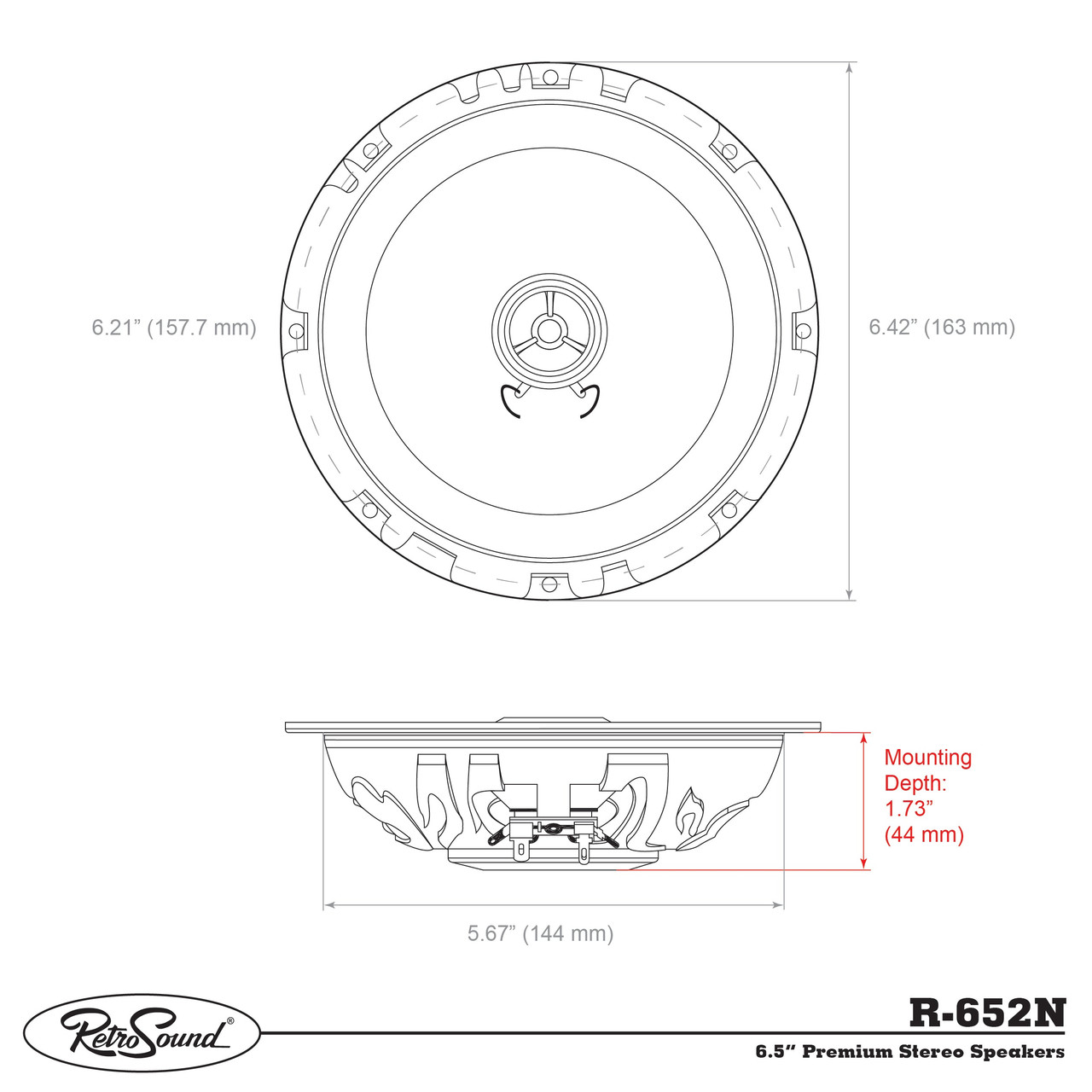 RetroSound Premium 6.5" Ultra-thin 2-way Speaker Pair - view 6