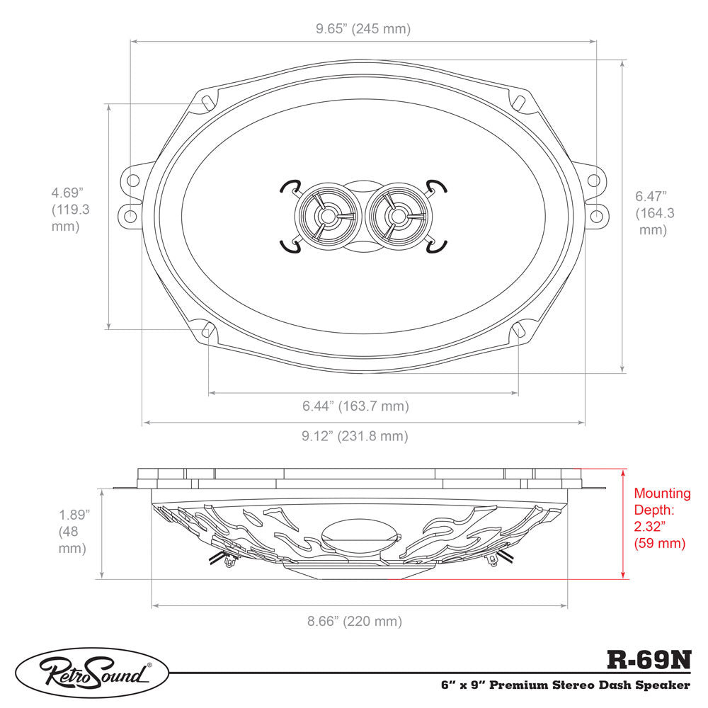 RetroSound 6"x9" Premium Stereo Dash Speaker for 1970-1977 Chevrolet Monte Carlo with Mono Factory Radio - view 6