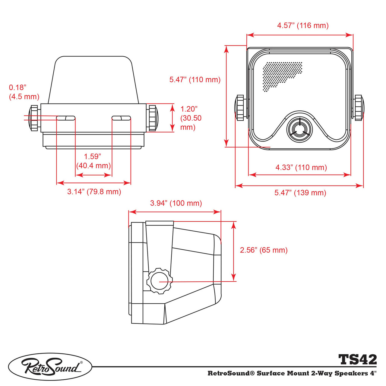 RetroSound Surface Mount 2-Way Speakers 4" For 1975-1986 Chevrolet C10 - view 7