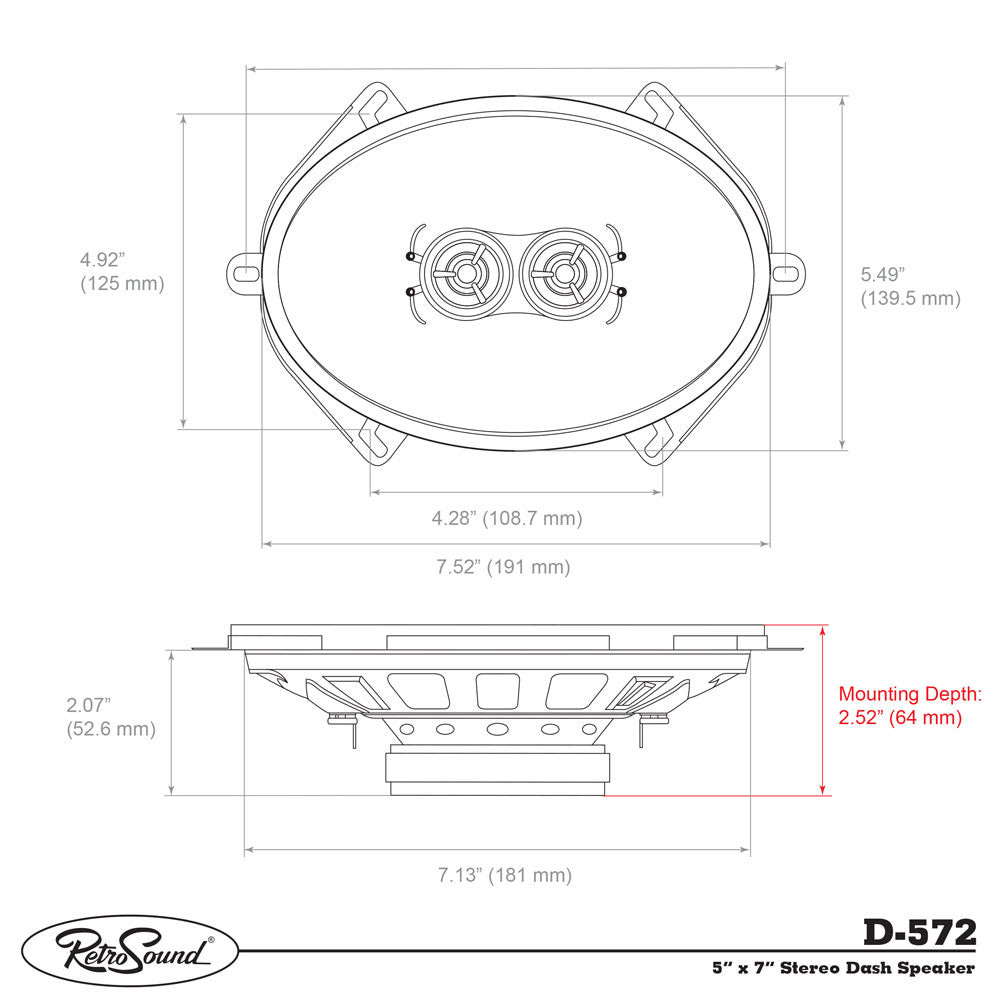 RetroSound 1960-1966 Chevrolet C/K Series Truck Dash Speaker - RetroSound 5"x7" DVC 2-way - view 3