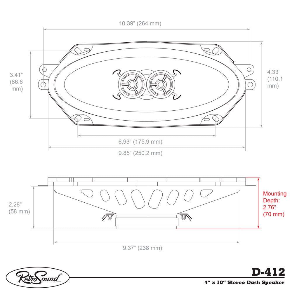 RetroSound Standard Series Dash Replacement Speaker for 1968-1972 Dodge Monaco - view 7