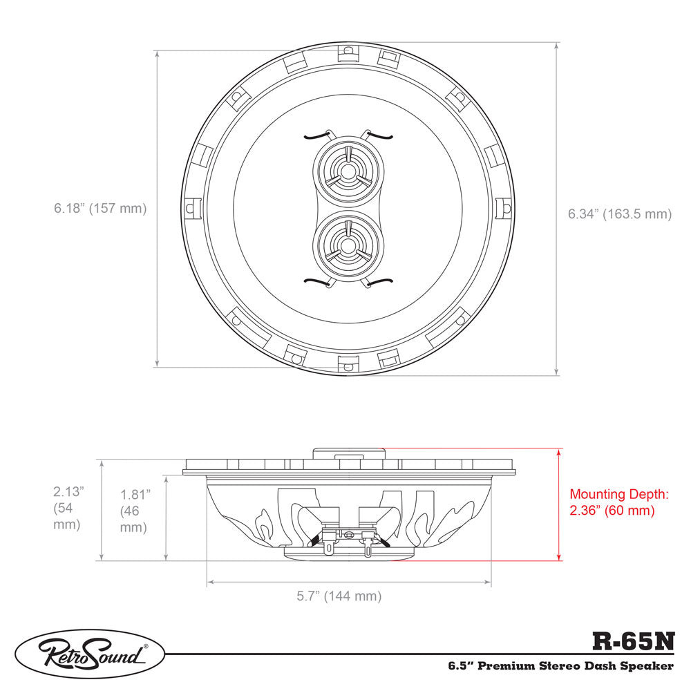 RetroSound Premium Ultra-thin Rear Seat Replacement Speaker for 1961-1962 Chevrolet Bel Air - view 3