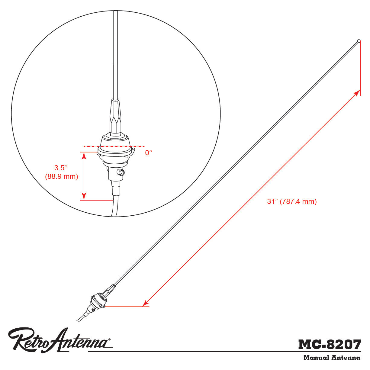 RetroSound 1970-1979 MG Midget Replacement Antenna - view 3