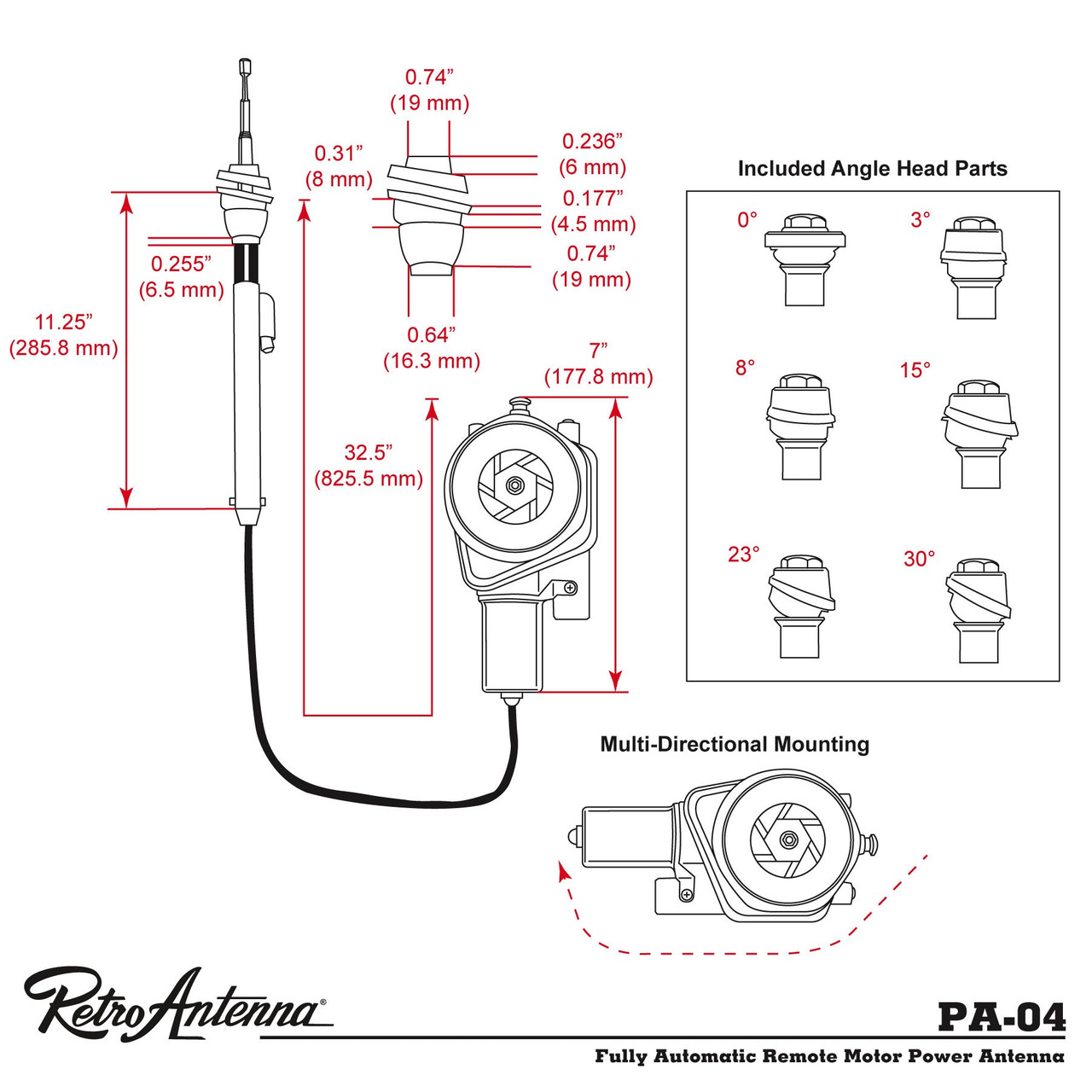 RetroSound 1983-1988 Chevrolet S10 Blazer Fully Automatic Power Antenna - view 4