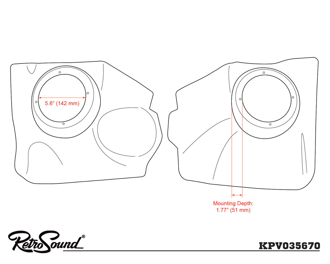 RetroSound Kick Panels for 1956-1970 Volkswagen Beetle Convertible - view 6