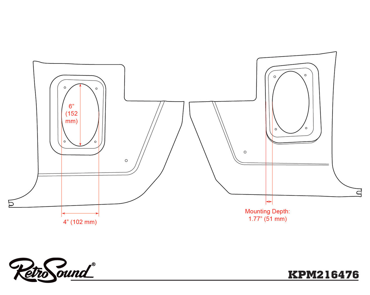 RetroSound Kick Panels for 1973-1976 Dodge Dart Sport - view 4