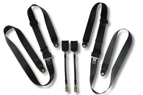 1969-1972 Porsche 914, Driver & Passenger Seat Belt Kit with Cable End Release Buckle - Seatbelt Planet
