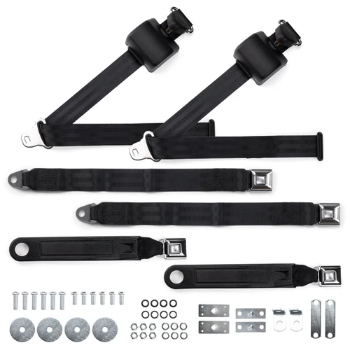 RetroBelt 1955-1957 Chevrolet Shoulder Belt Kit with Push Button Buckles – For Bench Seats