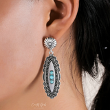'Jessica' Silver  And Turquoise Oval Hanging Earrings