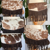 'Frany' Country Girls Fringed Cowhide Envelope Shoulder Bag