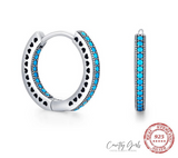 'Kallie' Genuine Sterling Silver and Turquoise Hoop Earrings