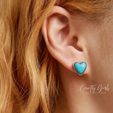 'Queen of Hearts' Genuine Sterling Silver and Turquoise Heart Stud Earrings