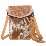 'Tahleaha' Tooled Leather & Cowhide Phone Bag