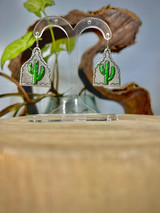 'Delaney' Silver Cactus Cow-tag Earring