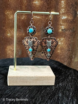 'Warrior' Copper and Turquoise Stud Drop Earring