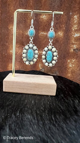 'Samantha' Marble Turquoise and White Round Earrings