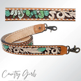 "Finley" Tooled Leather Bag Strap