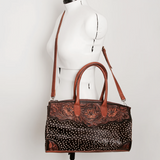 "Valerie" Printed Tooled hide-on Duffle Handbag