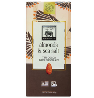 Endangered Almonds Sea Salt Dark  72% 3oz bar