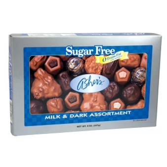 Asher's Sugar Free Milk & Dark Choco Assortment 8oz box
